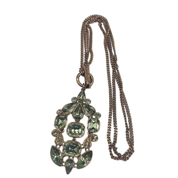 Vintage Rare Givenchy Green Crystal Pendant Necklace - Picture 1 of 5